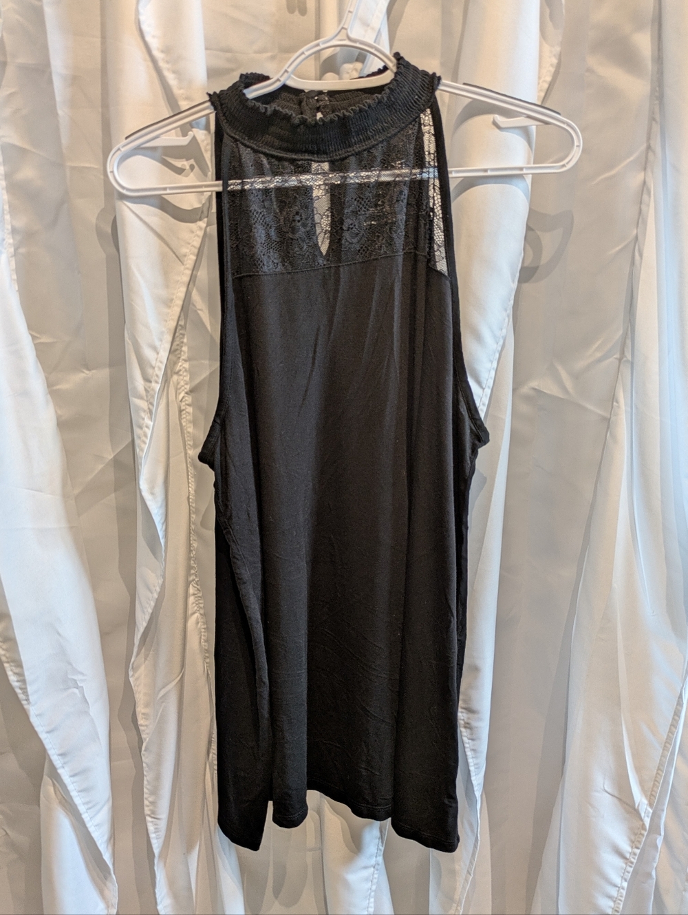 C8 Torrid Super Soft Black Lace Trim High Neck Tank Top - Size 2